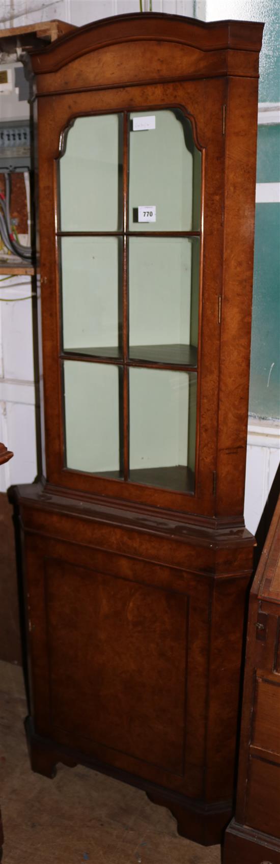 Walnut standing corner cupboard